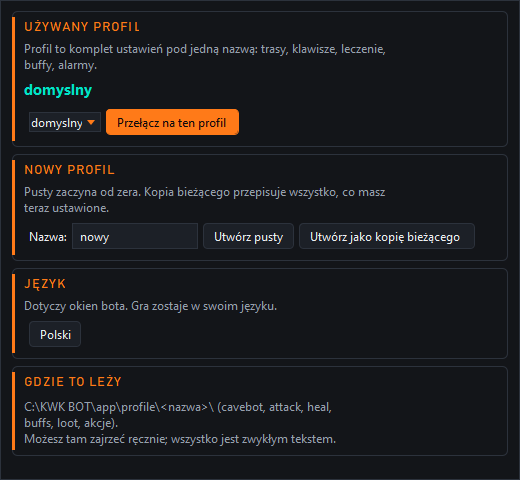 Zakładka Profil